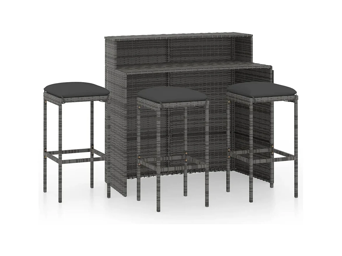 Conjunto de bar de jardim com almofadas 4 peças cinza 02_0013458