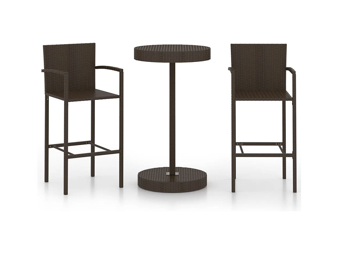 Ensemble de bar de résine marron 60.5 x 60.5 x 106 cm 02_0013384