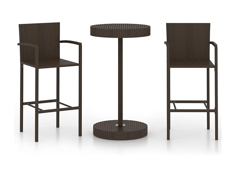 Ensemble de bar de résine marron 60.5 x 60.5 x 106 cm 02_0013384