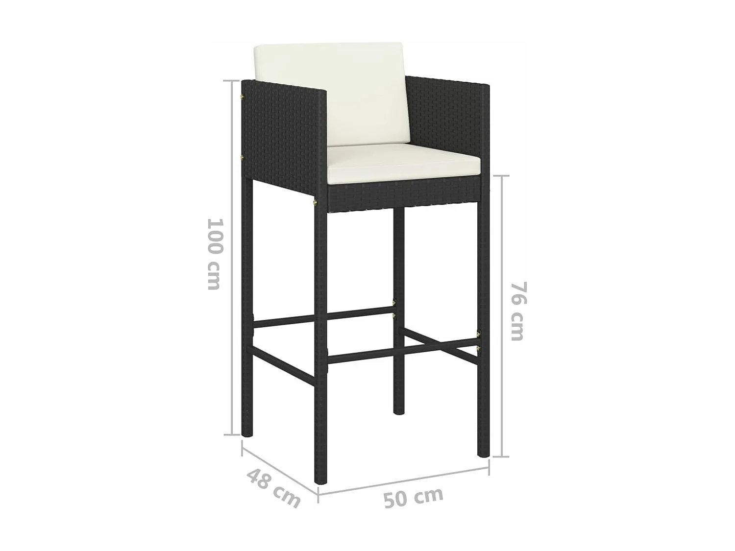 Ensemble de bar de résine noire 80 x 80 x 110 cm 02_0013406