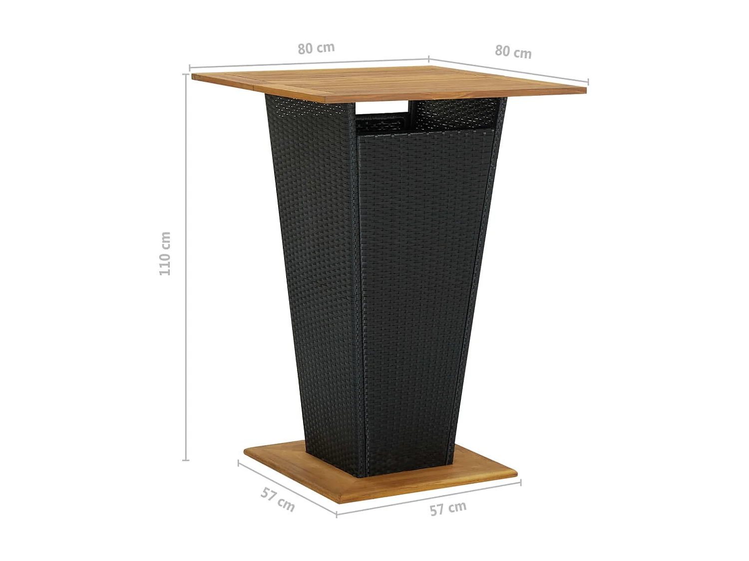 Ensemble de bar de résine noire 80 x 80 x 110 cm 02_0013406