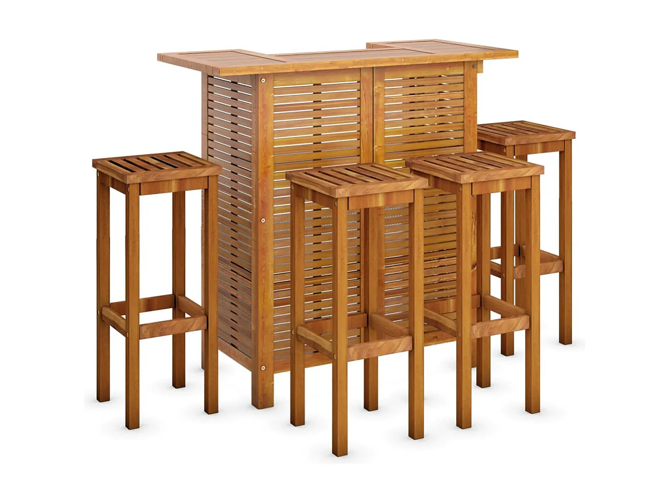 Conjunto de bar de jardim com 5 peças em madeira maciça de acácia 02_0013391