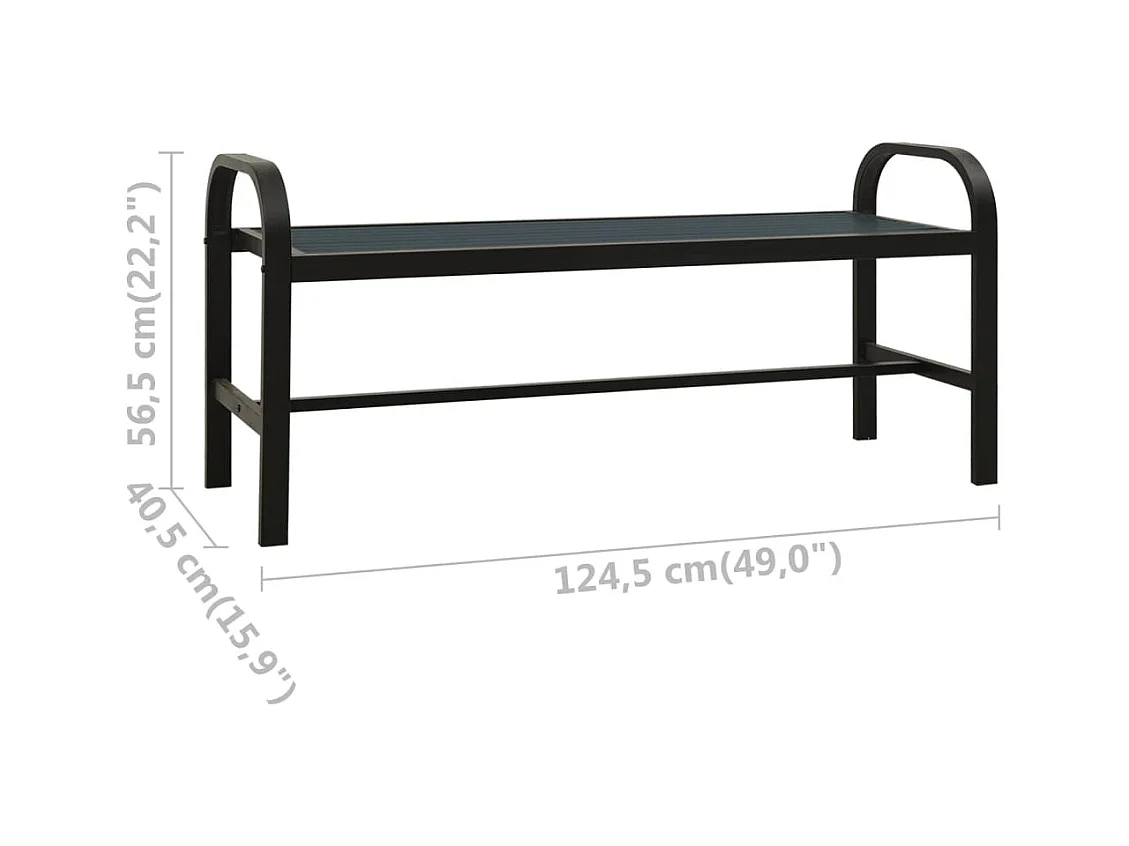 Banc de jardin meuble noire 124.5 x 40.5 x 56.5 cm 02_0011223
