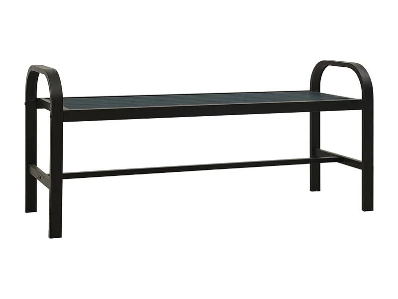 Panca da giardino mobili da giardino per esterni terrazza 124,5 x 40,5 x 56,5 cm acciaio e WPC nero 02_0011223