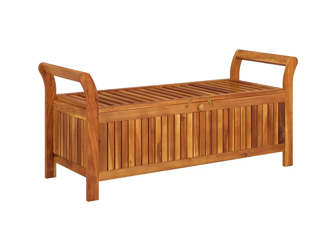Banco de jardín Mobiliario de exterior terraza de almacenamiento de jardín con cojín 126 cm madera de acacia 02_0011808