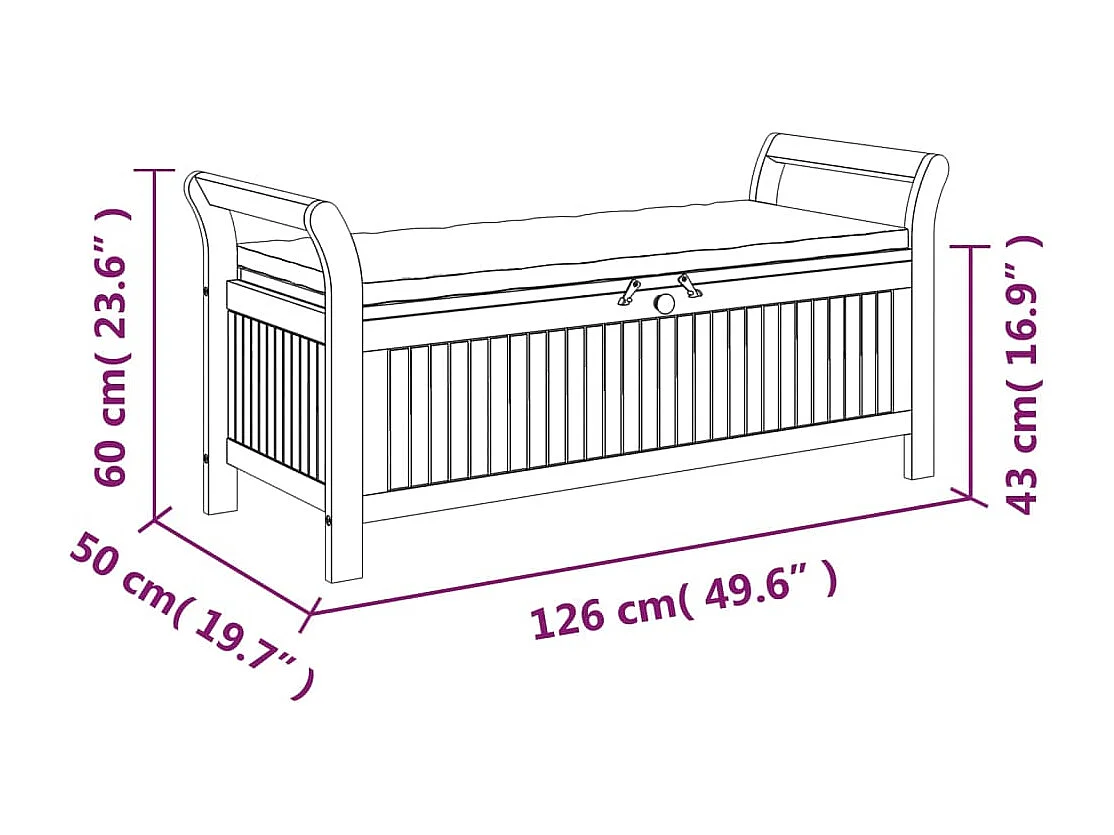 Banc de jardin meuble bois marron 126 x 50 x 60 cm 02_0011808