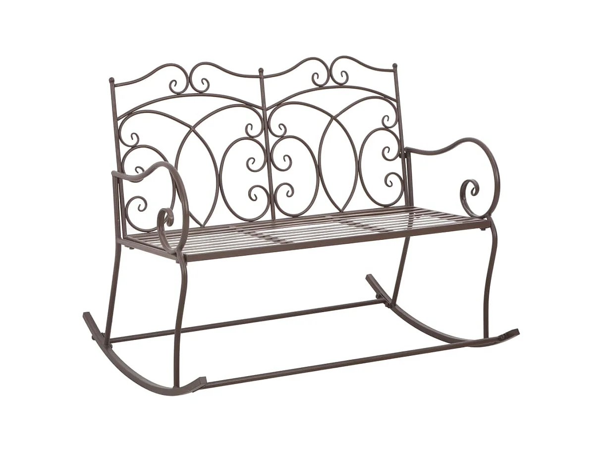 Panca da giardino mobili da giardino per esterni terrazza 104 x 83 x 89 cm ferro marrone antico 02_0011149