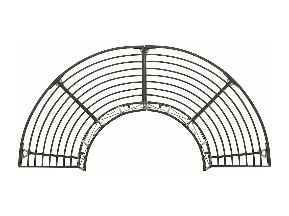Banco de jardim mobiliário de exterior para pátio terraço com árvores semicircular 160 cm aço cinza prateado 02_0011136