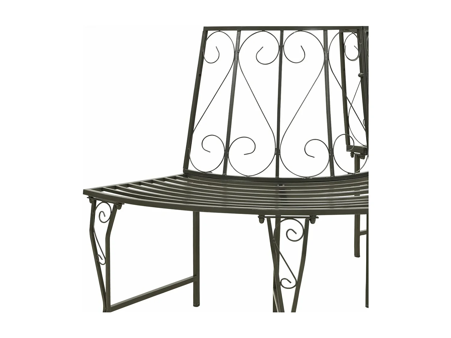 Banco de jardim mobiliário de exterior para pátio terraço com árvores semicircular 160 cm aço cinza prateado 02_0011136