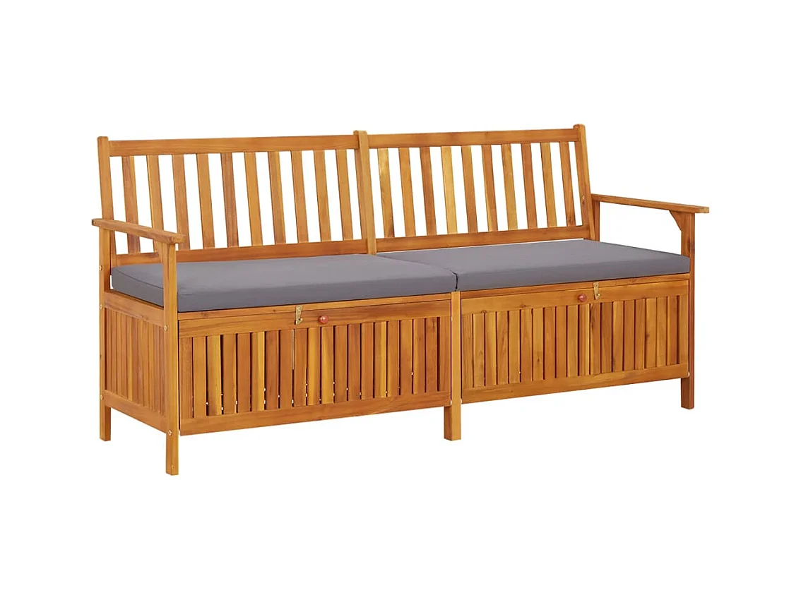 Banco de jardín muebles de exterior terraza de almacenamiento con cojín 170 cm madera maciza de acacia 02_0011801