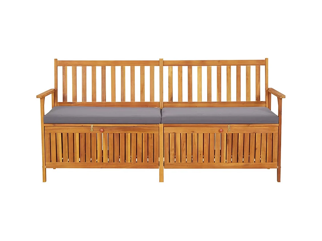 Banco de jardín muebles de exterior terraza de almacenamiento con cojín 170 cm madera maciza de acacia 02_0011801