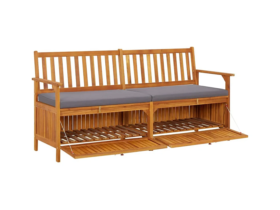 Banco de jardín muebles de exterior terraza de almacenamiento con cojín 170 cm madera maciza de acacia 02_0011801