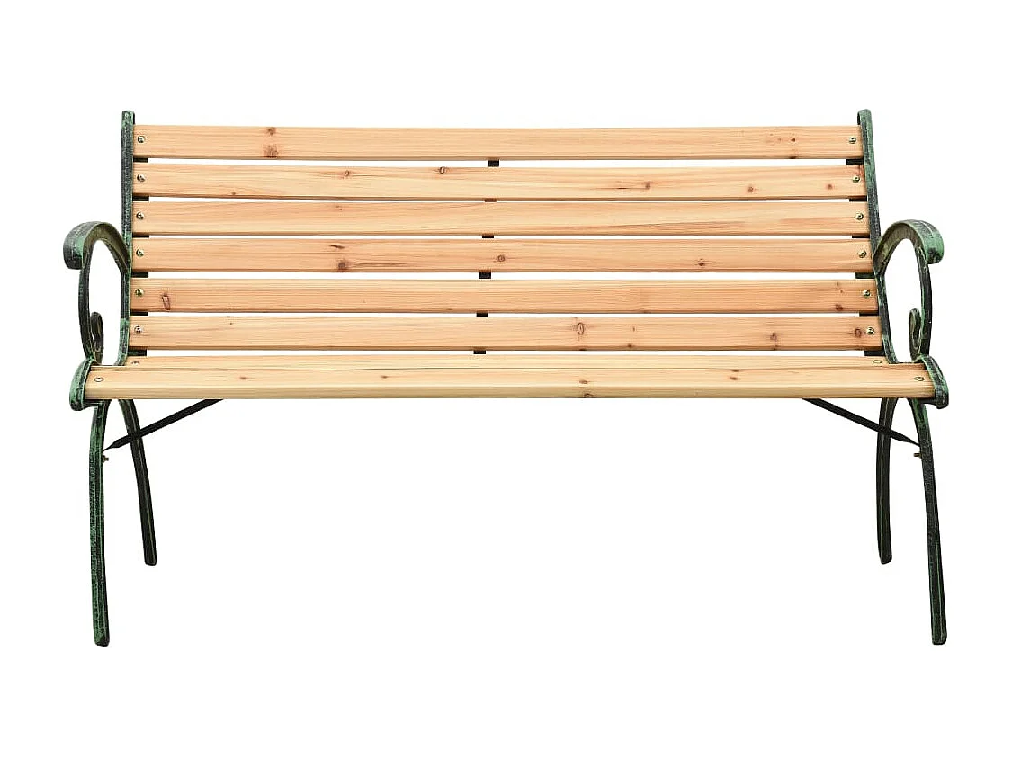 Banco de jardín muebles de exterior para terraza terraza 116 cm hierro fundido y madera maciza de abeto 02_0011187