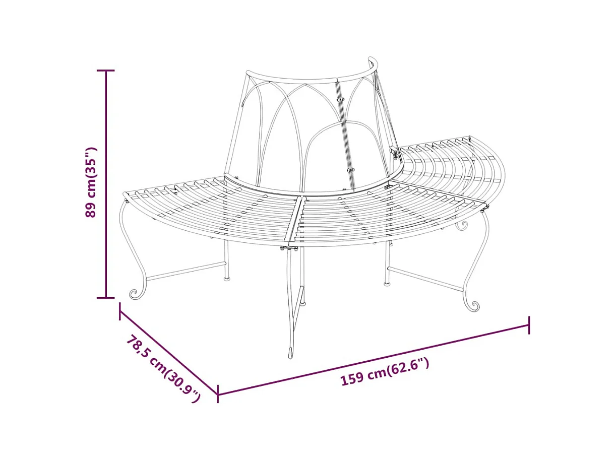 Banc de jardin meuble noire 159 x 78.5 x 89 cm 02_0011818
