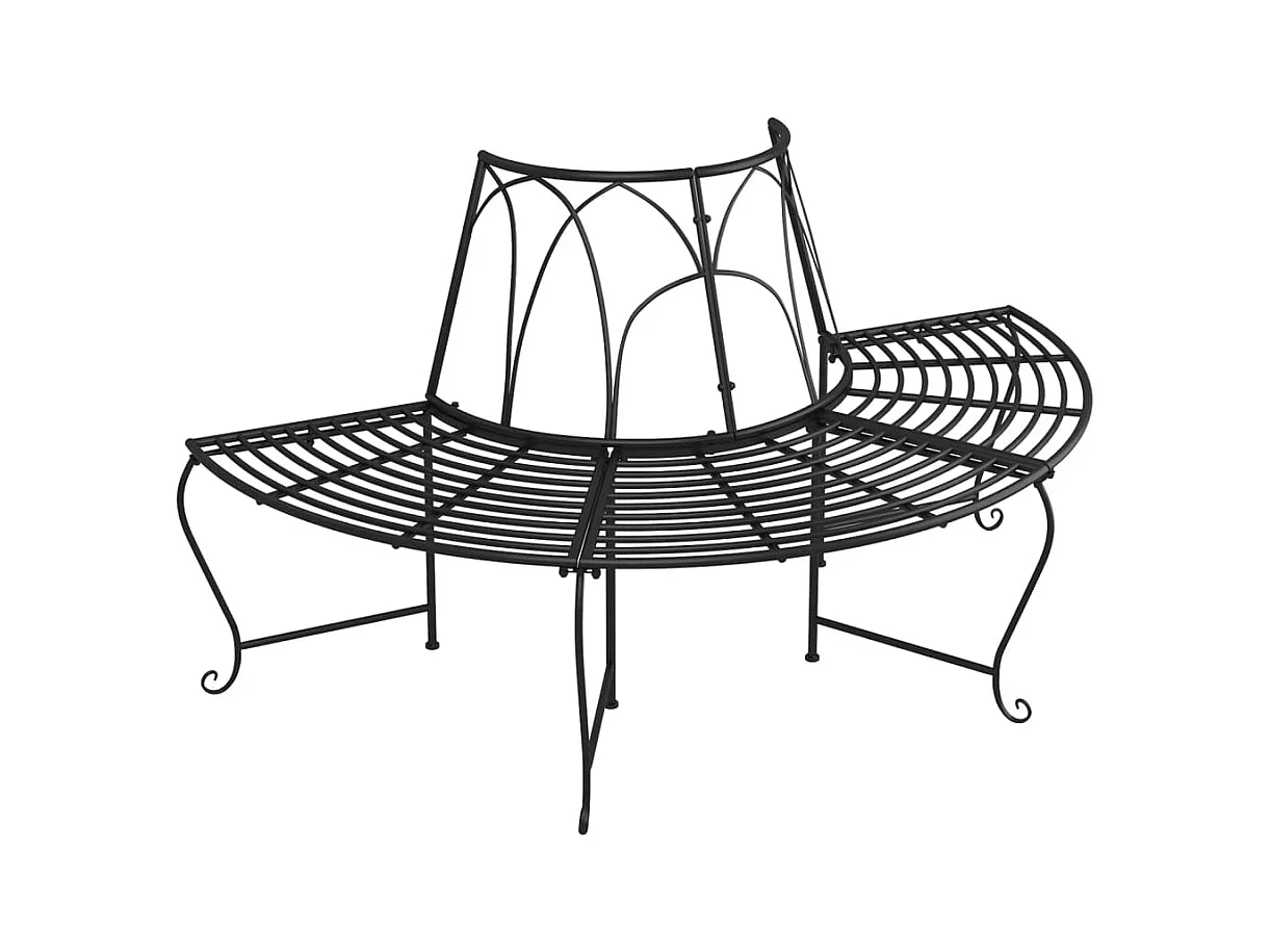 Panca da giardino arredo da giardino per esterno terrazza semicircolare torre ad albero diametro 159 cm acciaio nero 02_0011818