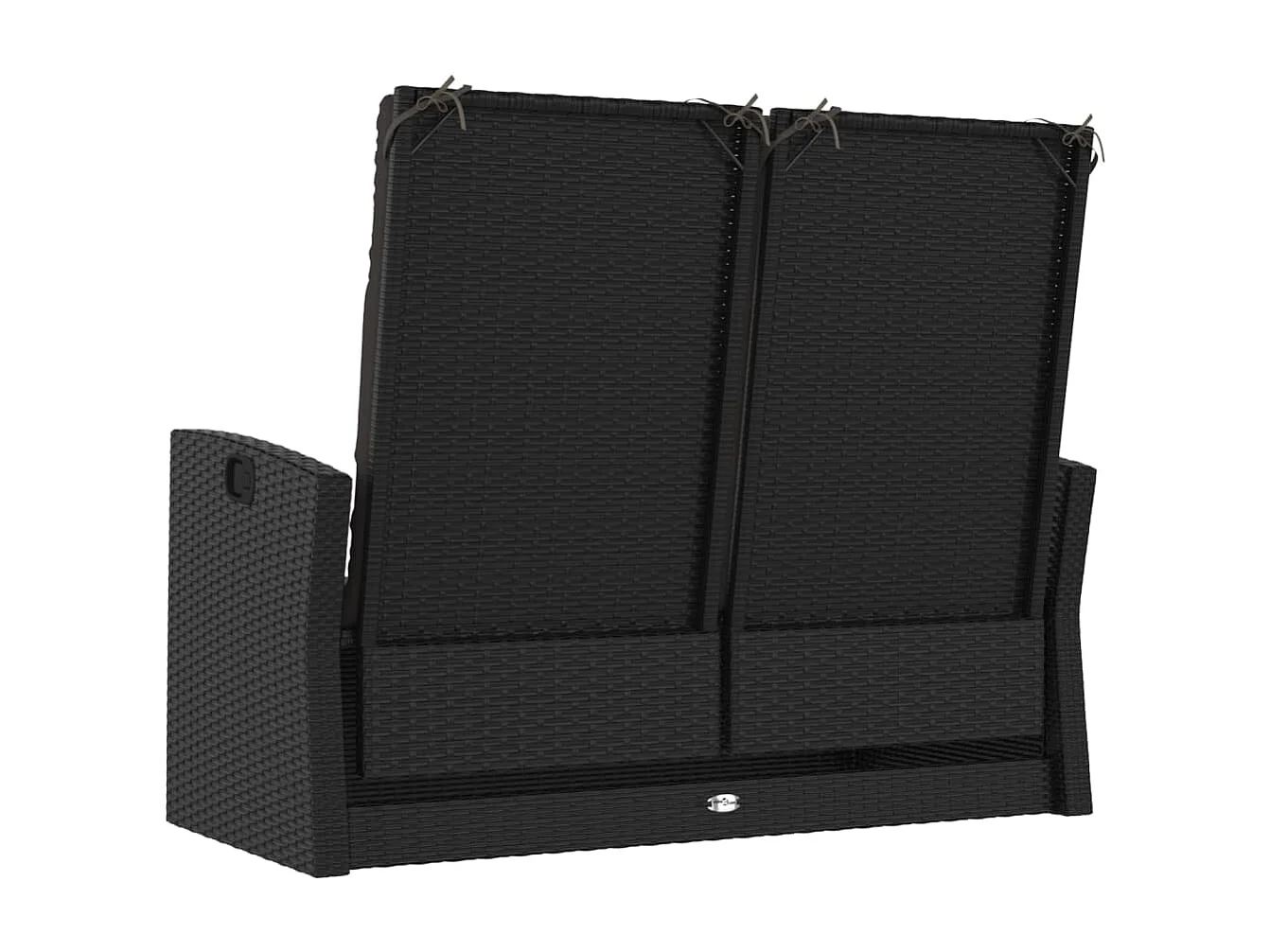 Panca da giardino mobile da giardino per esterni terrazza reclinabile e cuscini neri 118 x 62 x 95 cm resina intrecciata 02_0011739