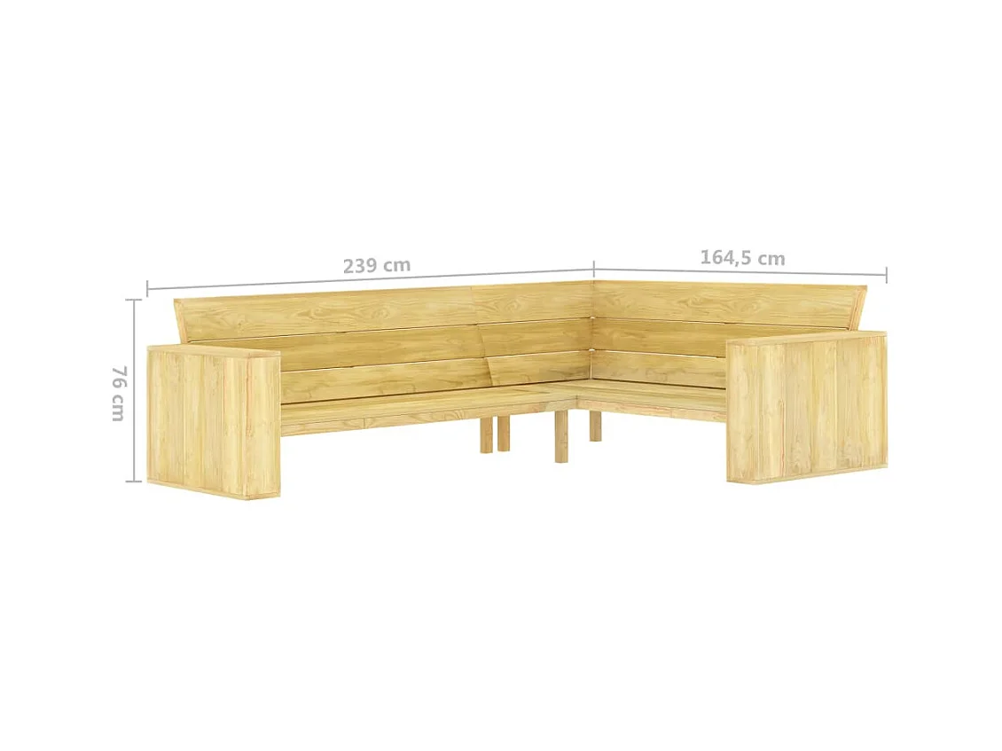 Panca da giardino mobili da giardino per esterni terrazza ad angolo da giardino 239 cm legno di pino impregnato 02_0011125
