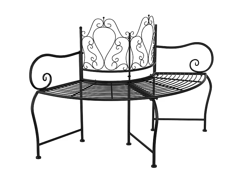 Banco de jardim mobiliário de pátio exterior terraço árvore torre 150 cm aço preto 02_0011845