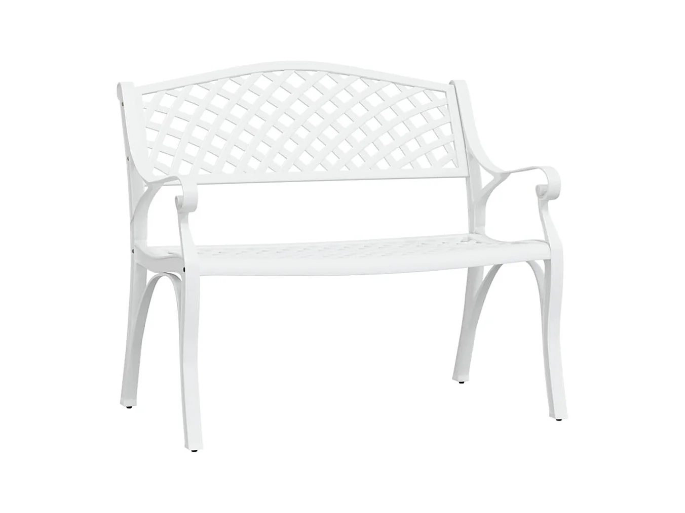 Banco de jardim mobiliário de pátio exterior terraço 102 x 50 x 83 cm alumínio fundido branco 02_0011145