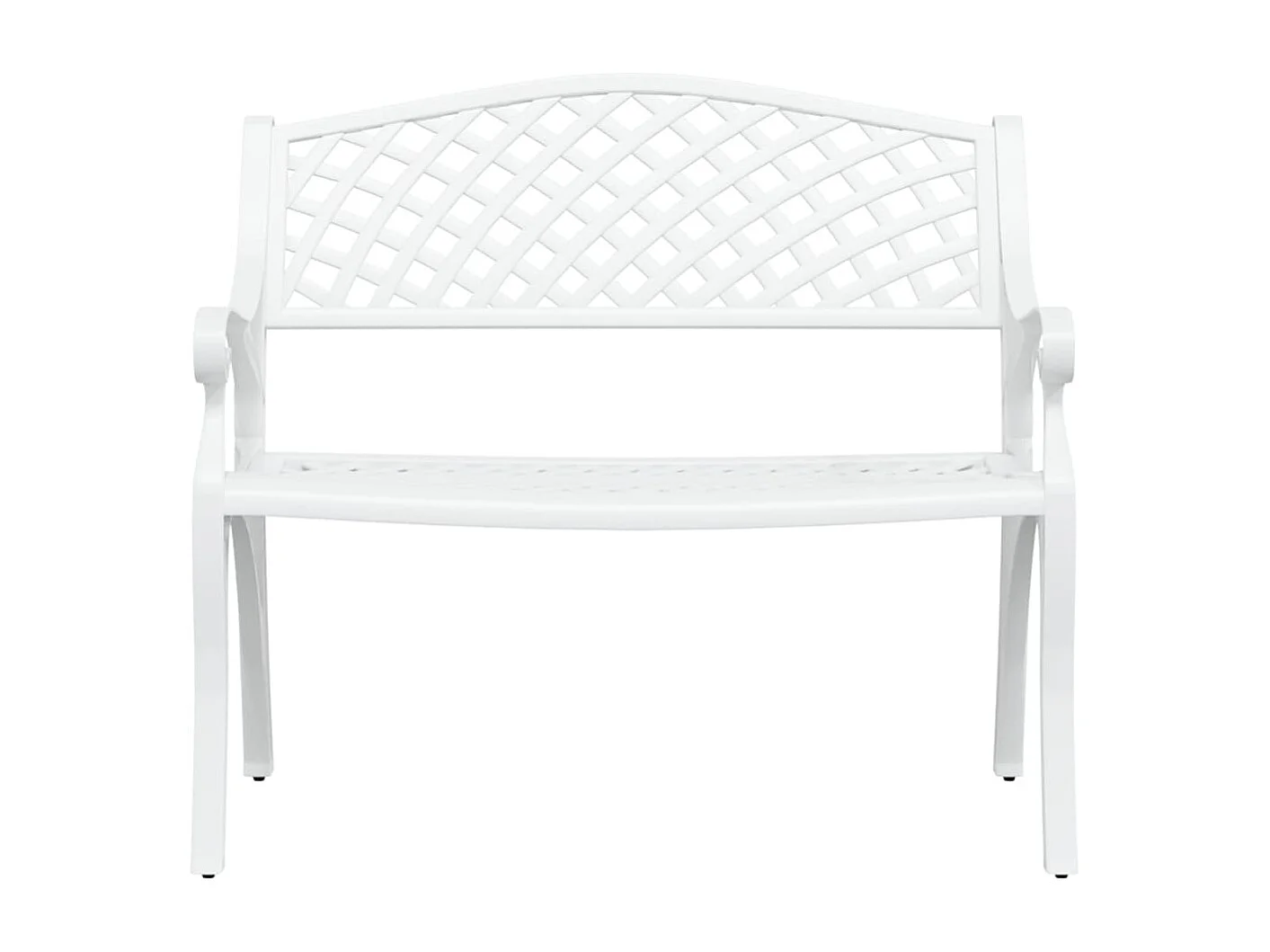 Banco de jardim mobiliário de pátio exterior terraço 102 x 50 x 83 cm alumínio fundido branco 02_0011145