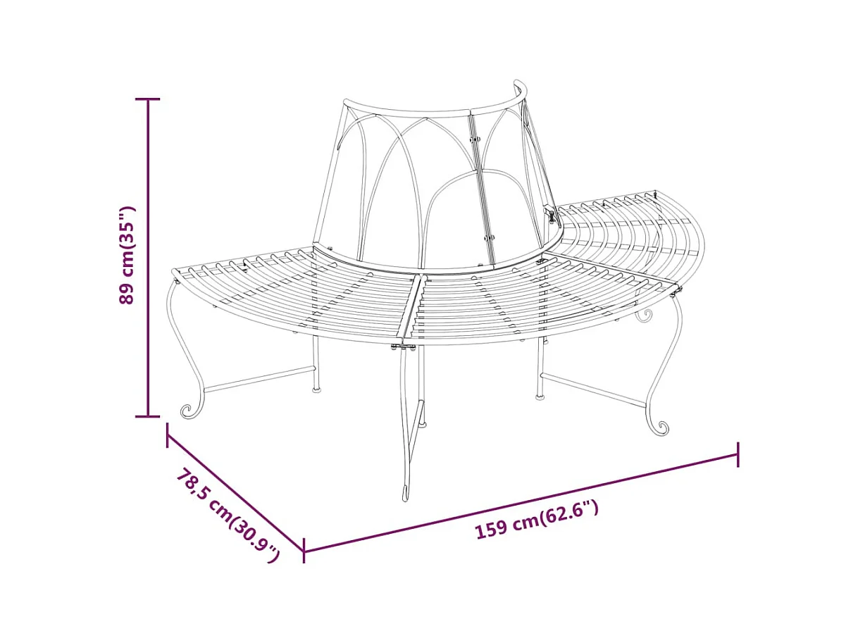 Banc de jardin meuble noire 159 x 78.5 x 89 cm 02_0011816