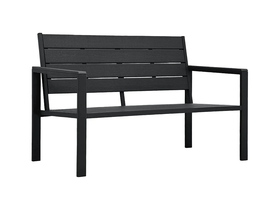 Banco de jardín Muebles de exterior para terraza terraza 120 cm negro HDPE aspecto madera 02_0011206