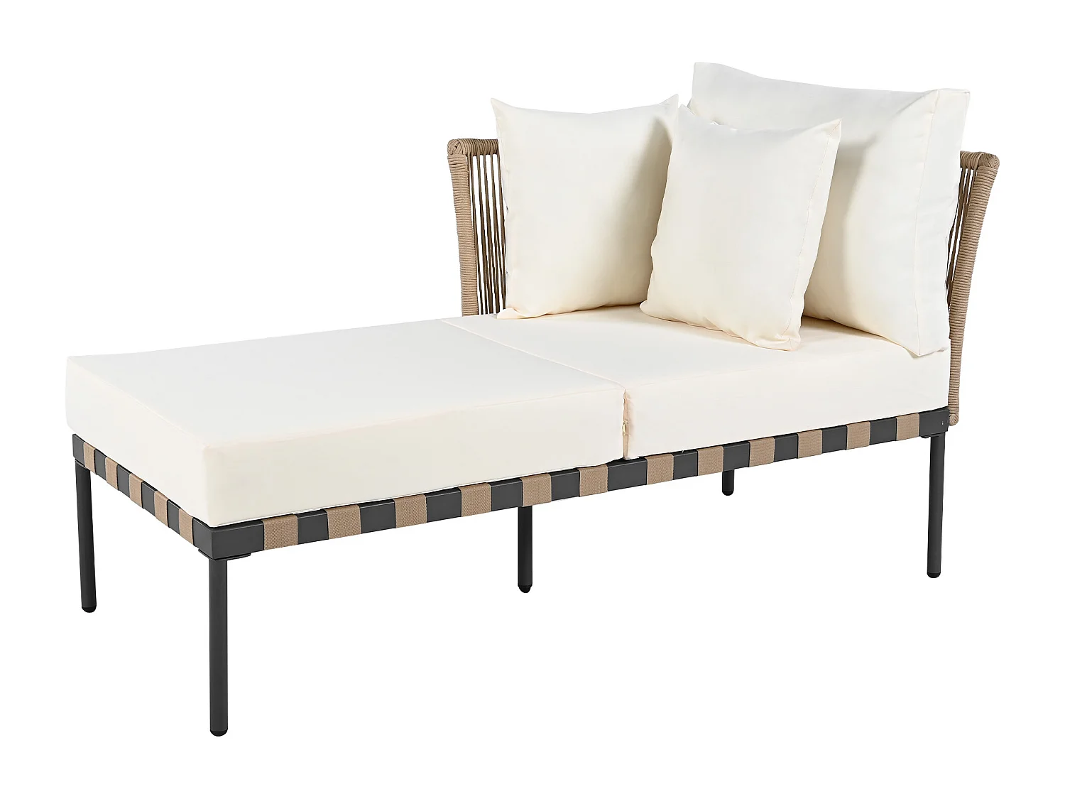 Canapé de jardin modulaire, fauteuil lounge extérieur avec 4 coussins inclus, table basse avec coussins amovibles et lavables, idéal pour terrasse et balcon, Beige