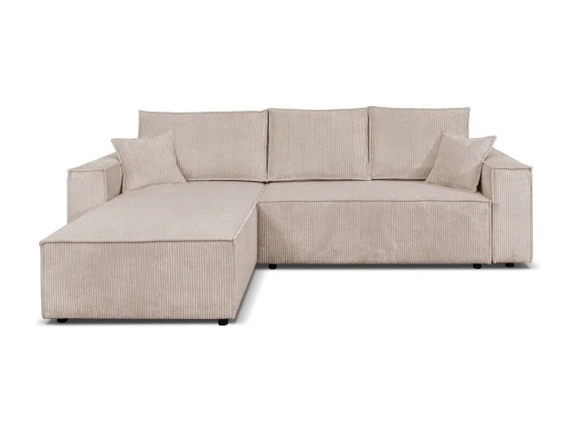 Ecksofa Camel L-Form mit Bettkasten 294 cm universelle Ottomane, Schlaffläche 240 x 135 cm, cappuccino
