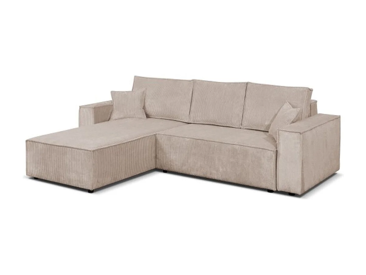 Ecksofa Camel L-Form mit Bettkasten 294 cm universelle Ottomane, Schlaffläche 240 x 135 cm, cappuccino