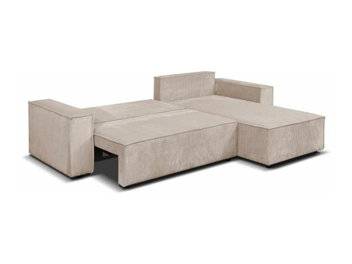 Ecksofa Camel L-Form mit Bettkasten 294 cm universelle Ottomane, Schlaffläche 240 x 135 cm, cappuccino