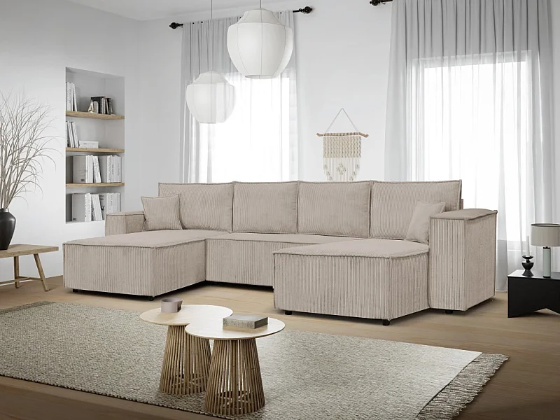Ecksofa Passio U-Form mit Schlaffunktion Bettkasten 366 cm,  cappucino, hellbraun