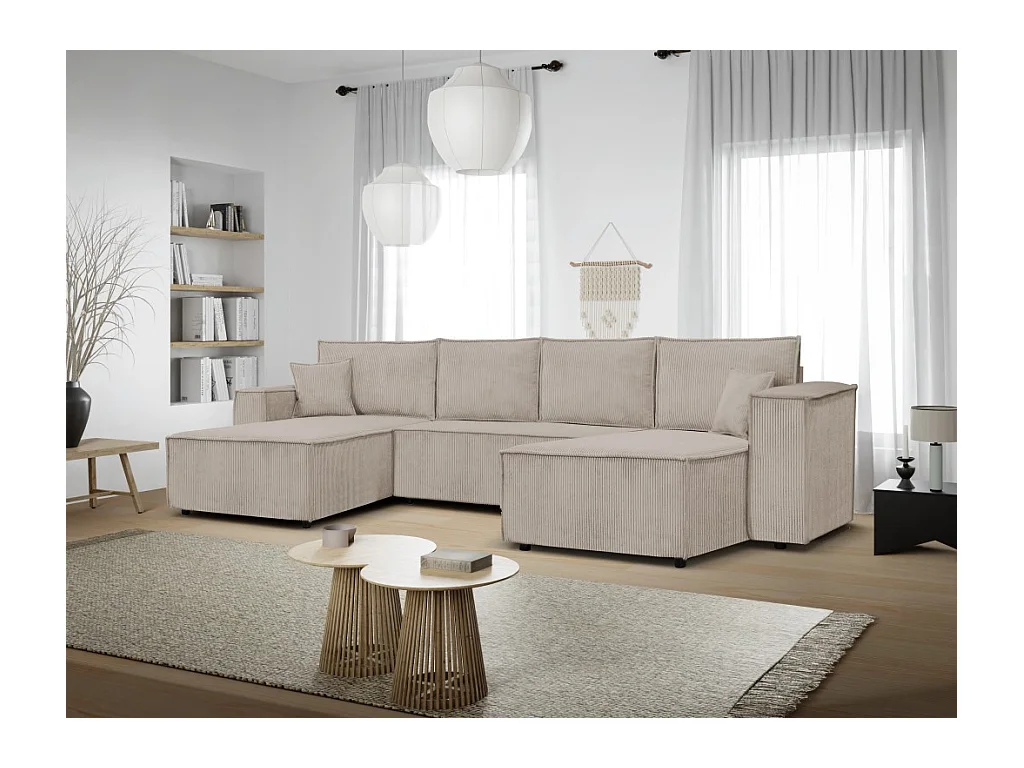Ecksofa Passio U-Form mit Schlaffunktion Bettkasten 366 cm,  cappucino, hellbraun