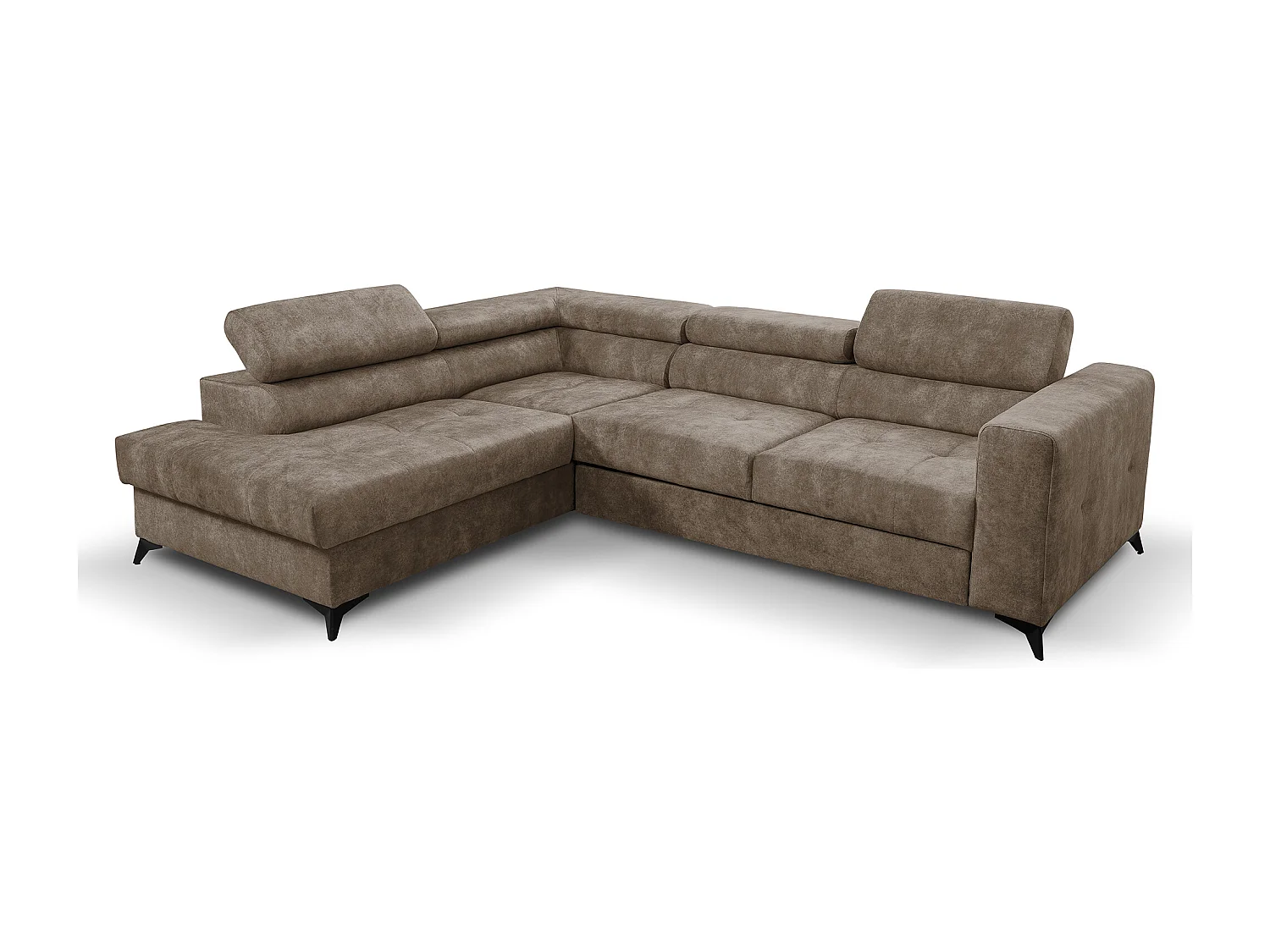 Ecksofa L Form Palermo 267 x 205 cm mit Schlaffunktion und Bettkasten Couch, Schlafsofa, Schlafcouch Sofa, Wohnzimmer, links, braun