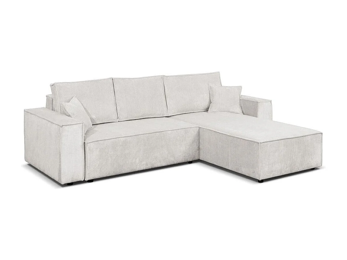 Ecksofa Camel L-Form Bettkasten 294 cm universelle Ottomane, Wohnzimmer Schlaffläche 240 x 135 cm, beige