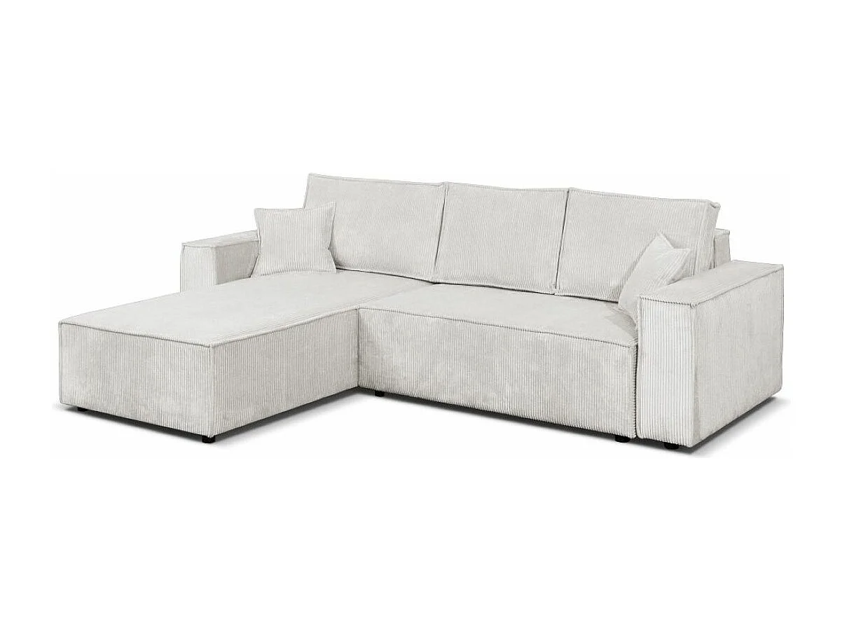 Ecksofa Camel L-Form Bettkasten 294 cm universelle Ottomane, Wohnzimmer Schlaffläche 240 x 135 cm, beige