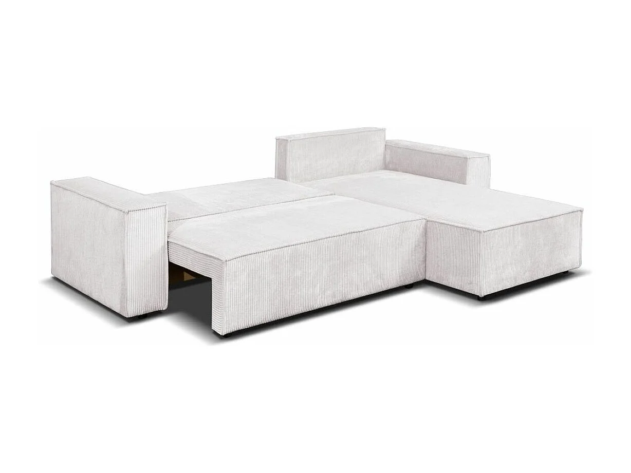 Ecksofa Camel L-Form Bettkasten 294 cm universelle Ottomane, Wohnzimmer Schlaffläche 240 x 135 cm, beige