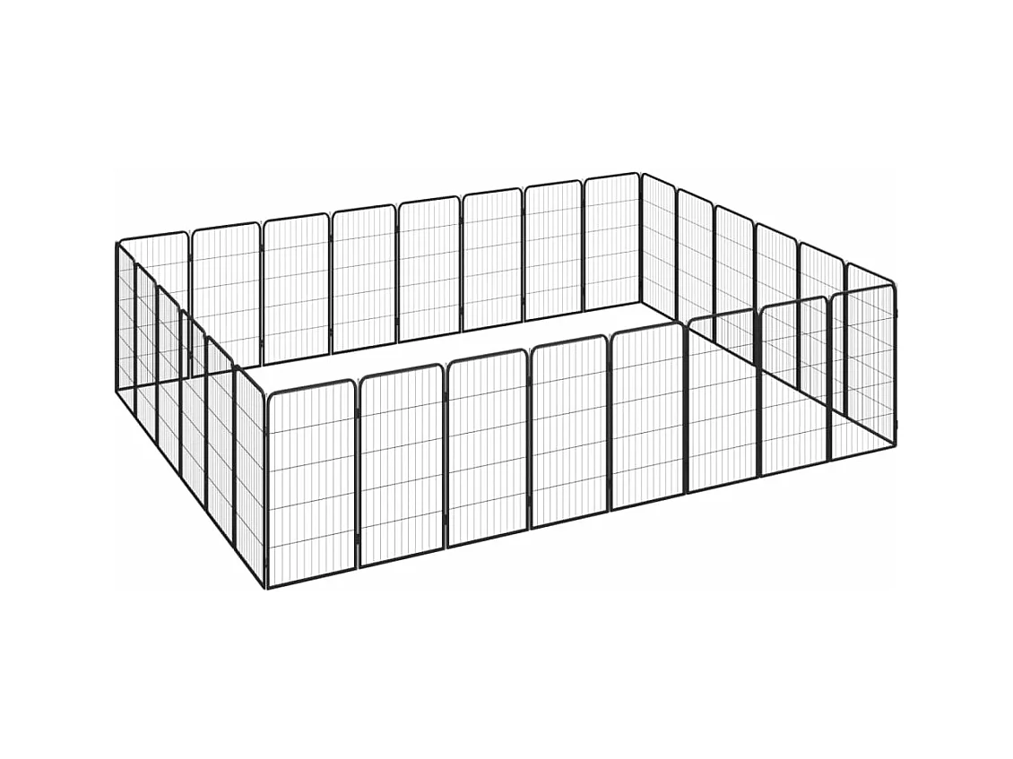 Cercadinho para cães 28 painéis 50 x 100cm aço revestido a pó preto 02_0043626