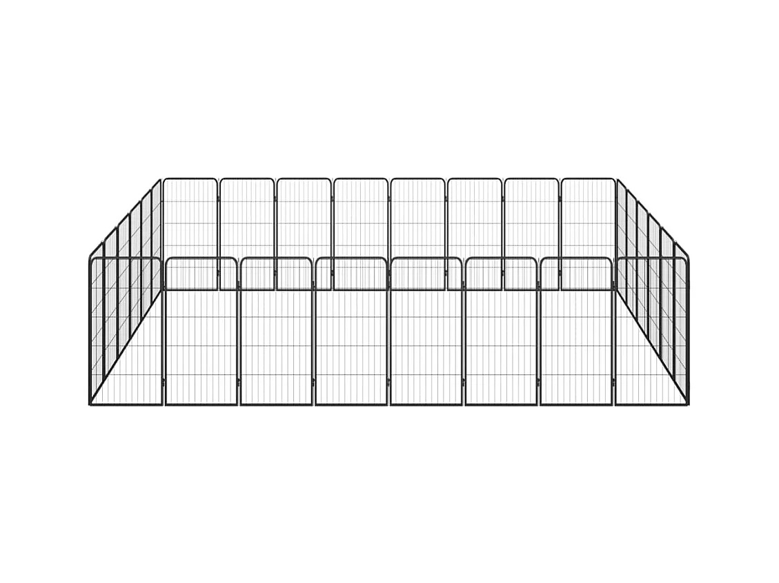Cercadinho para cães 28 painéis 50 x 100cm aço revestido a pó preto 02_0043626