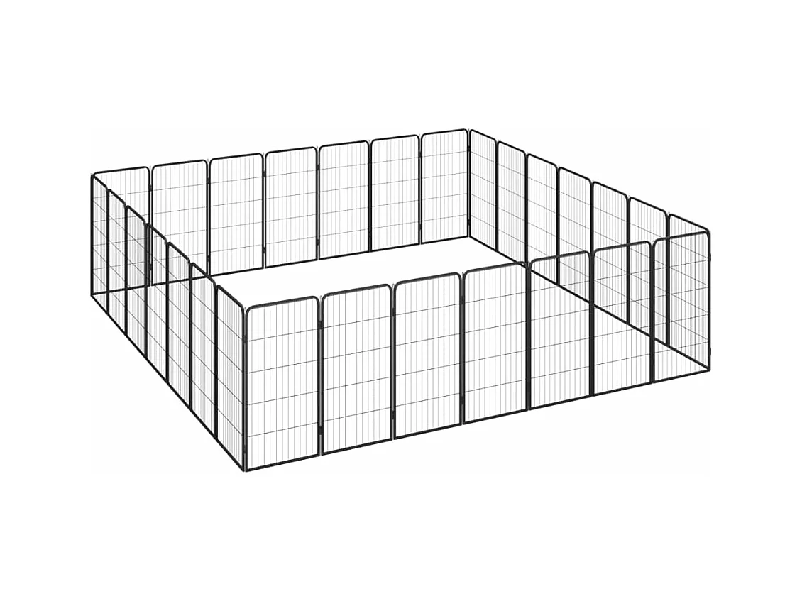 Cercadinho para cães 28 painéis 50 x 100cm aço revestido a pó preto 02_0043626