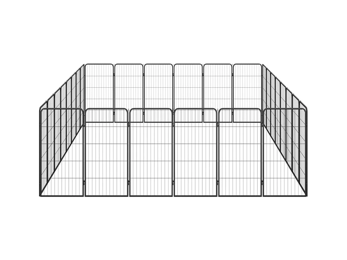 Cercadinho para cães 28 painéis 50 x 100cm aço revestido a pó preto 02_0043626