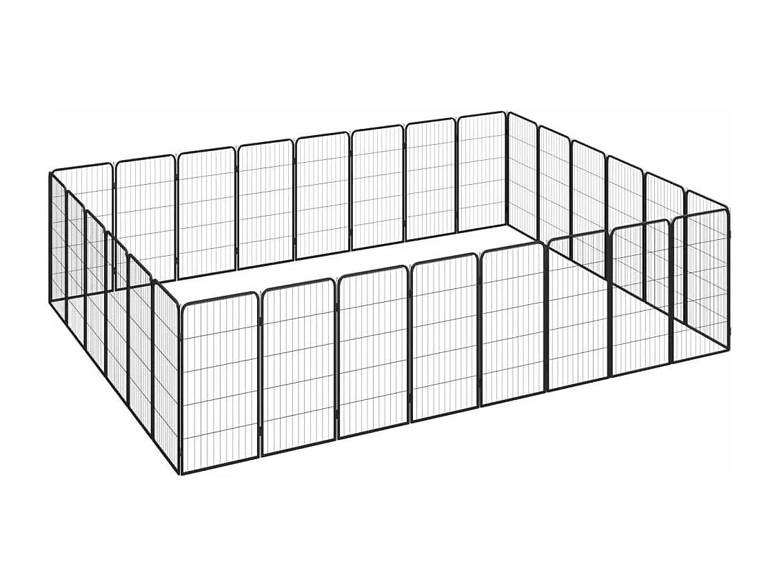 Cercadinho para cães 28 painéis 50 x 100cm aço revestido a pó preto 02_0043626