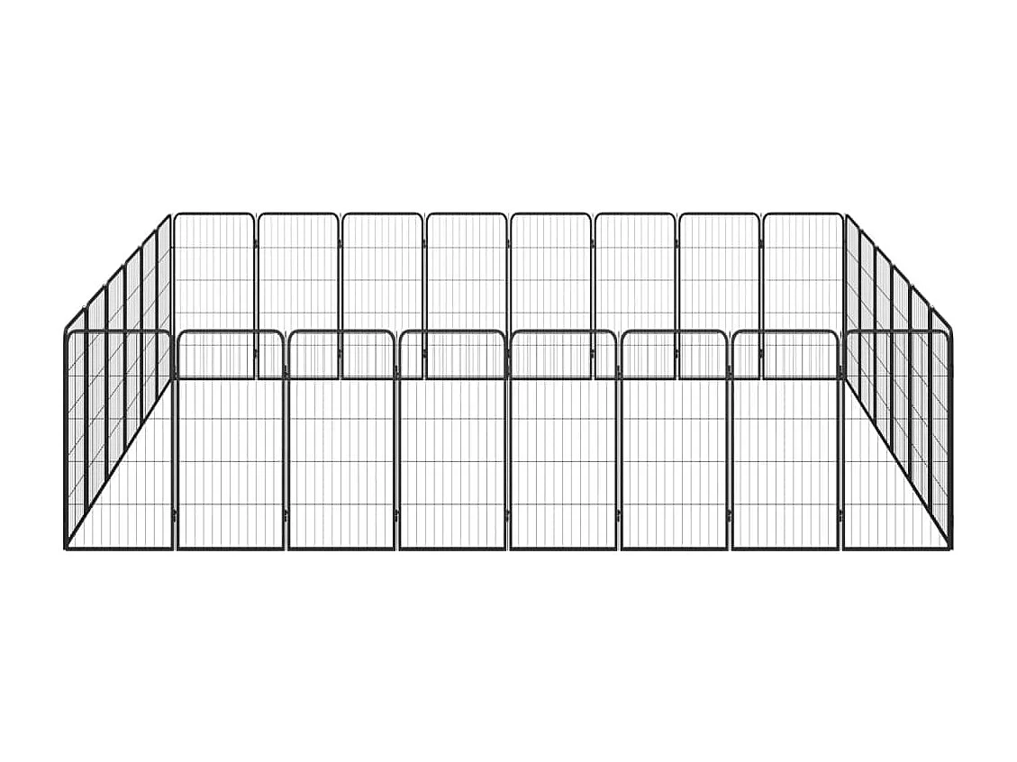 Cercadinho para cães 28 painéis 50 x 100cm aço revestido a pó preto 02_0043626