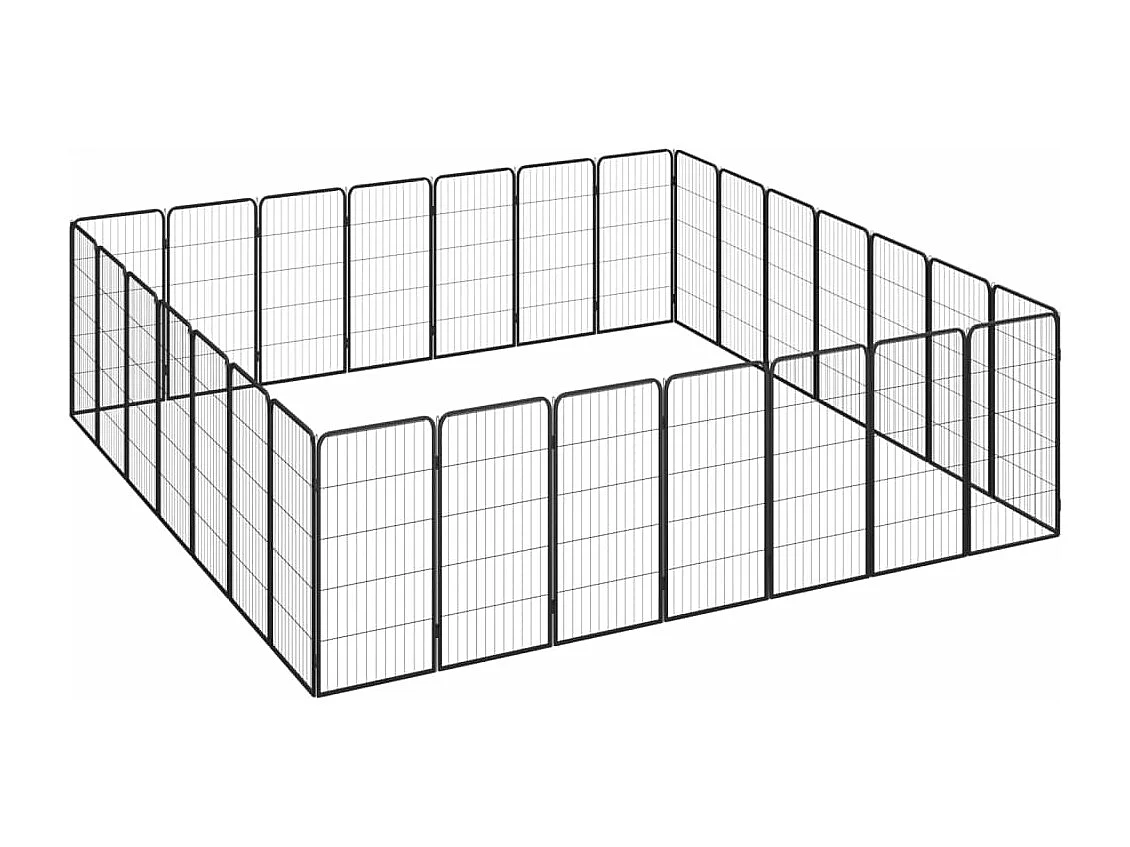Cercadinho para cães 28 painéis 50 x 100cm aço revestido a pó preto 02_0043626