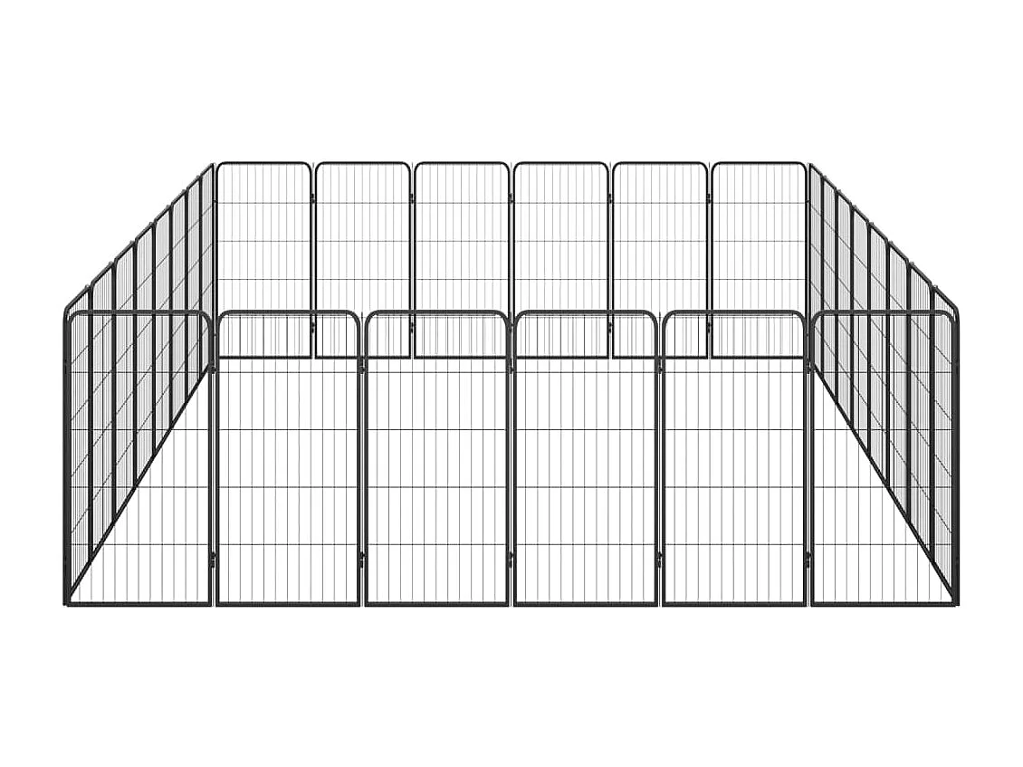 Cercadinho para cães 28 painéis 50 x 100cm aço revestido a pó preto 02_0043626