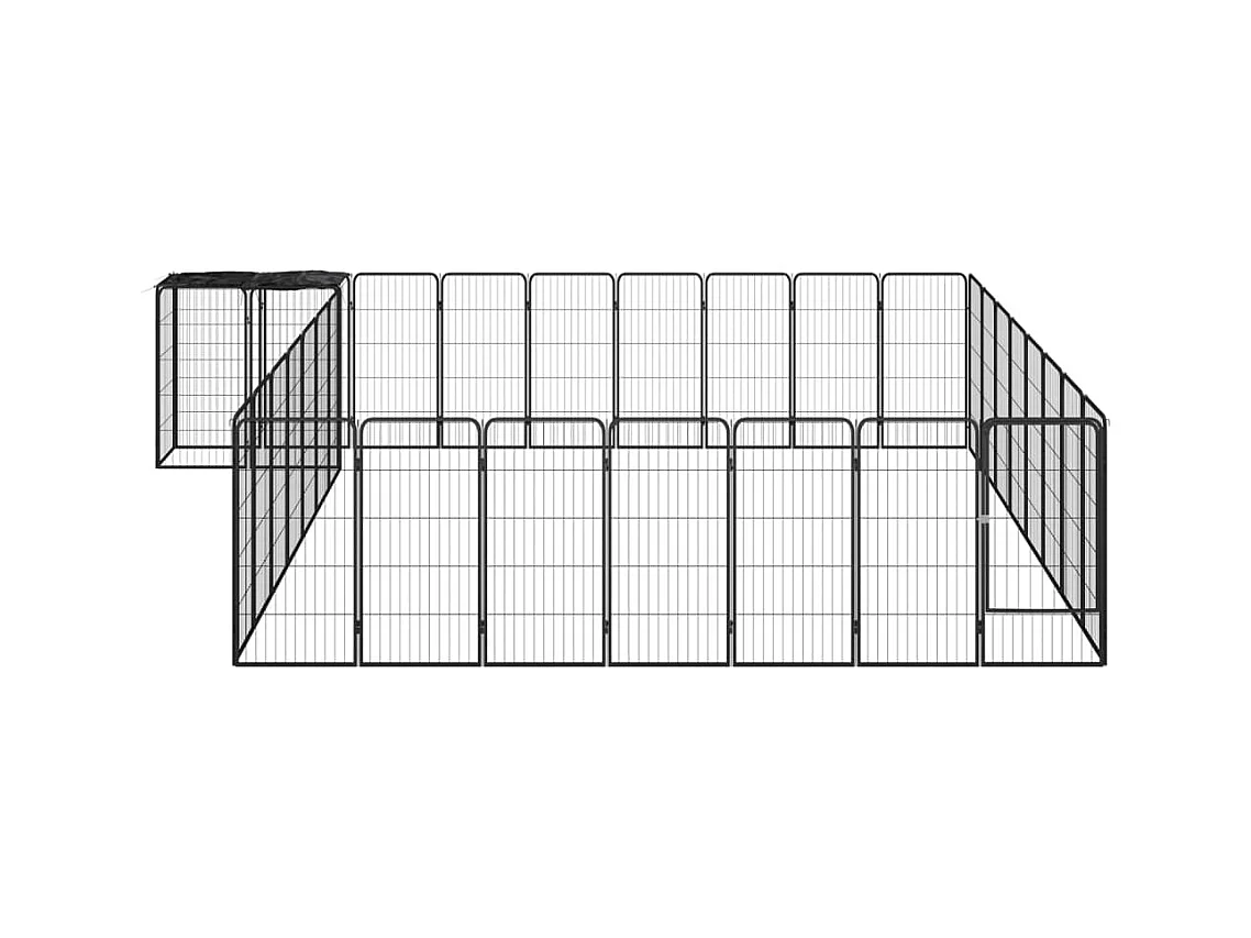 Cercadinho para cães 34 painéis 50 x 100cm aço revestido a pó preto 02_0043631
