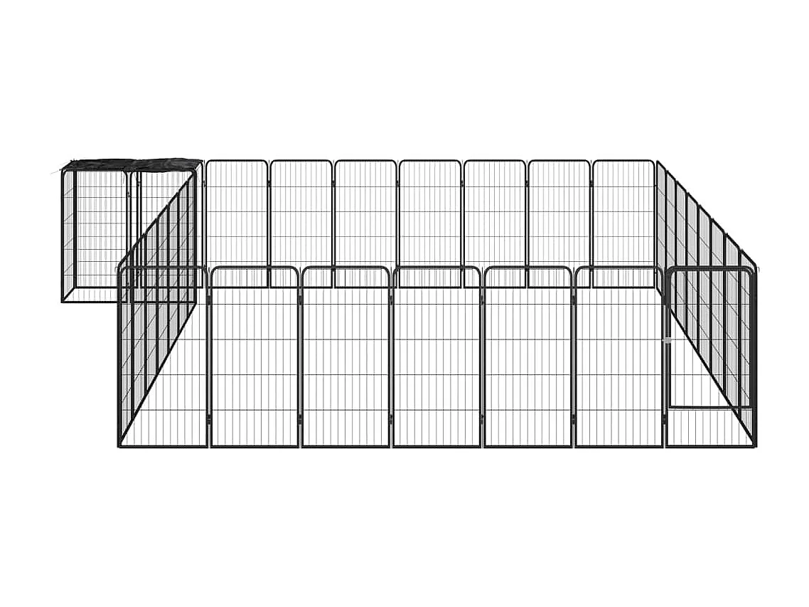 Cercadinho para cães 34 painéis 50 x 100cm aço revestido a pó preto 02_0043631