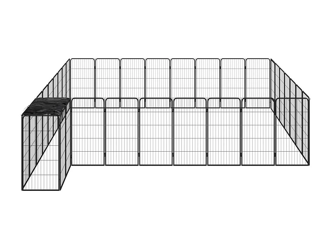 Cercadinho para cães 34 painéis 50 x 100cm aço revestido a pó preto 02_0043631
