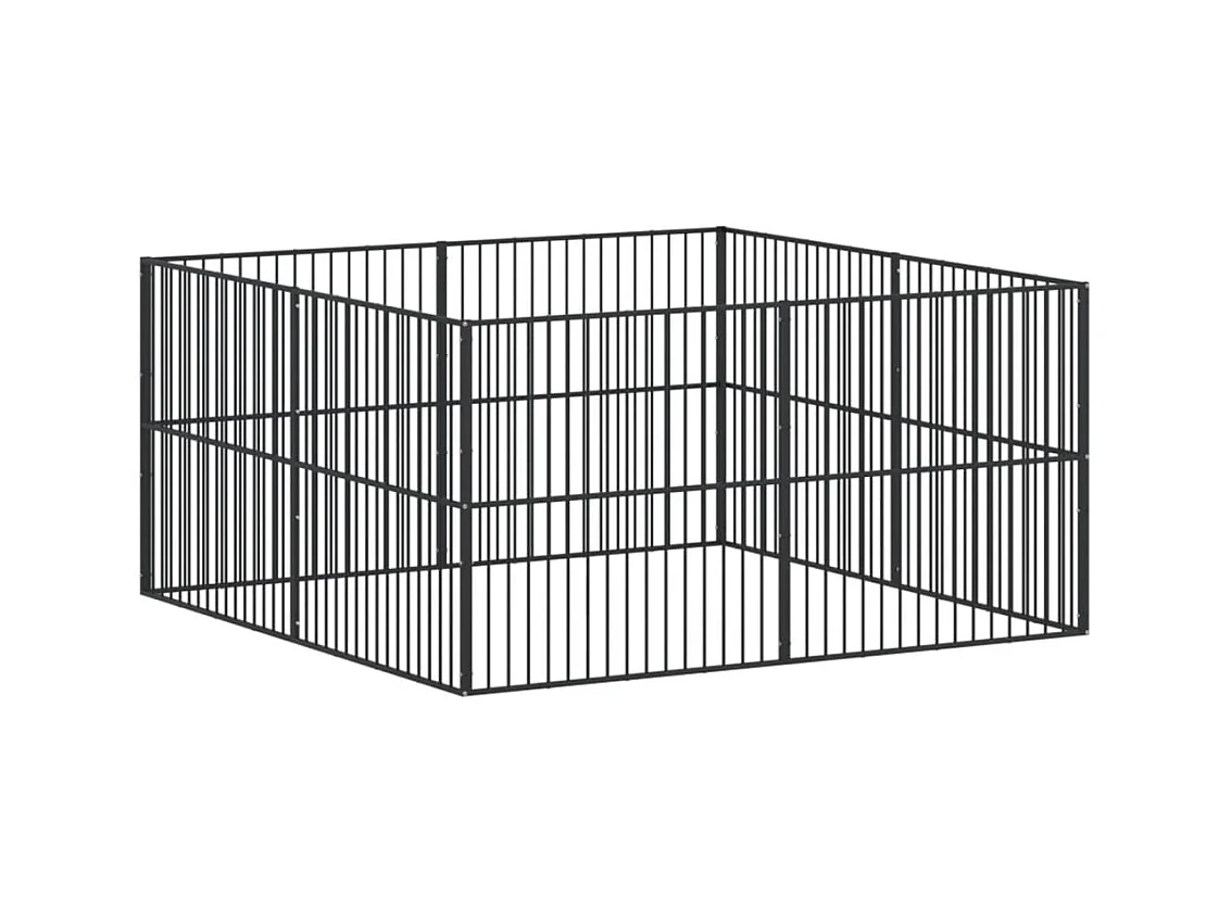 Parque para perros 8 paneles acero galvanizado negro 02_0043651