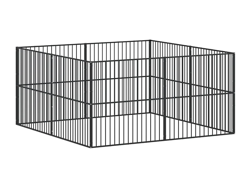 Parco per cani 8 pannelli in acciaio zincato nero 02_0043651