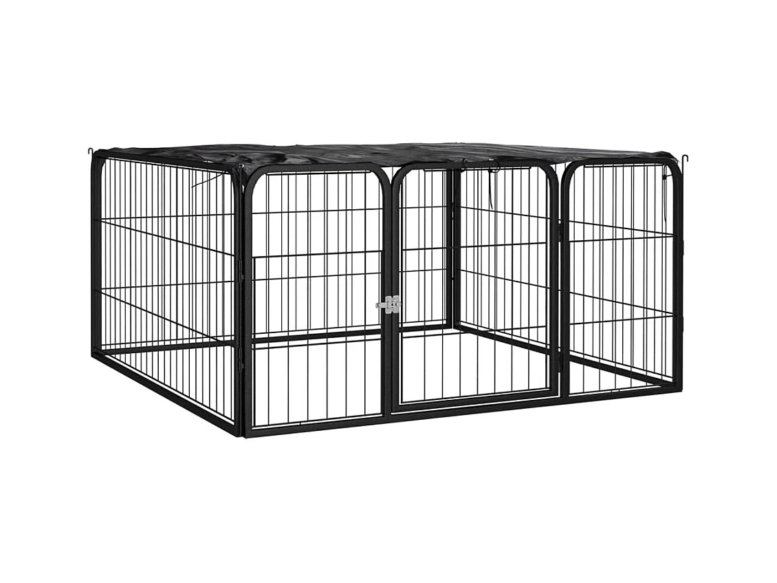 Parque para perros 4 paneles 100 x 50 cm acero con revestimiento de polvo negro 02_0043636